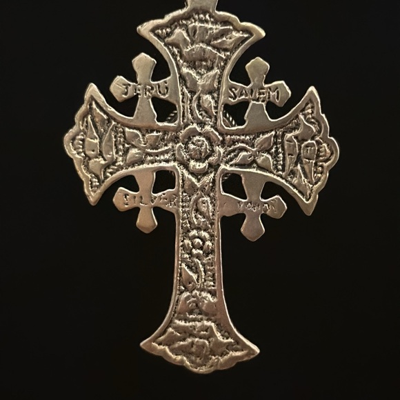 Jerusalem cross VERY RARE Silver with tiger’s eye and ornate carving. - Picture 4 of 5